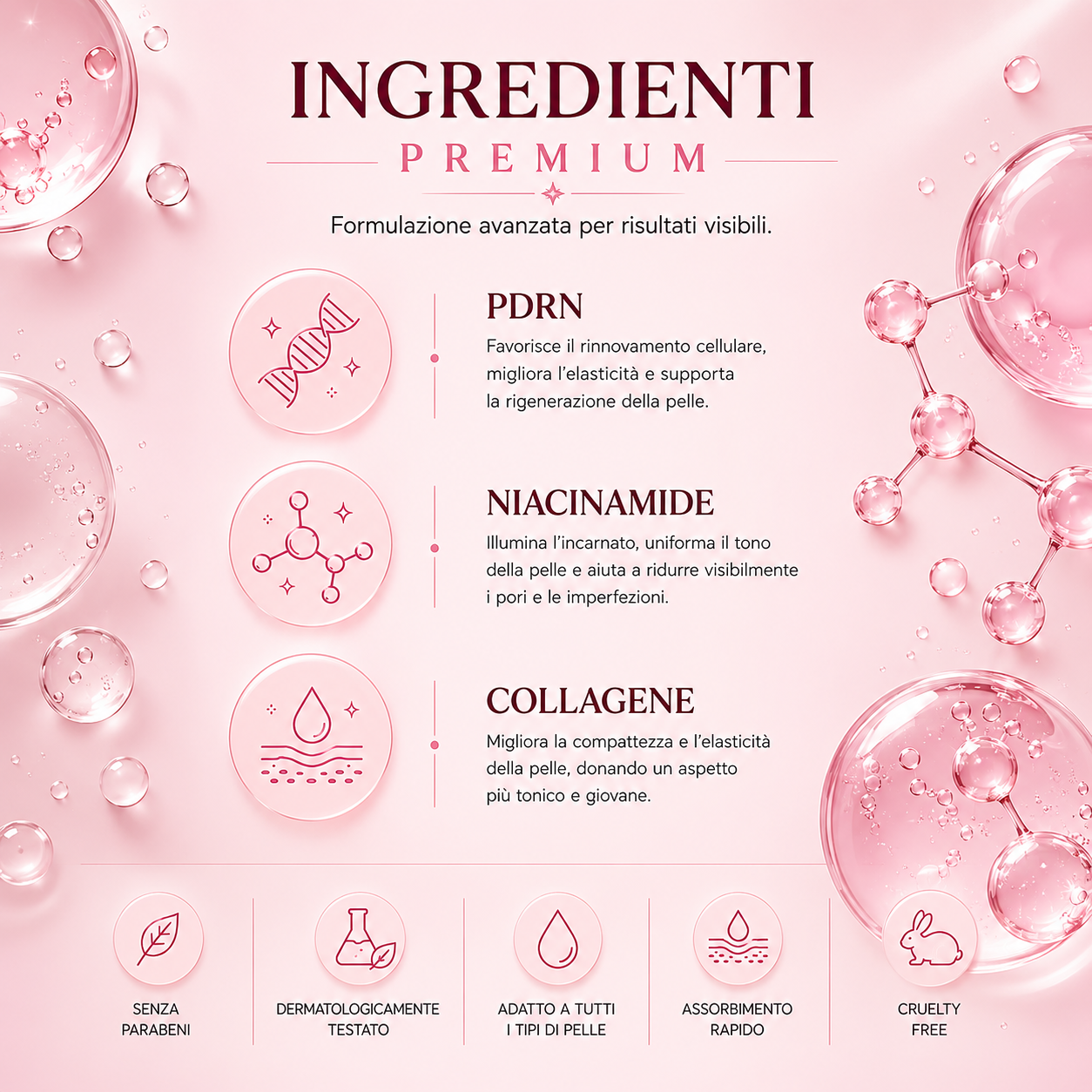 Perle di Collagene Rosa™️- Crema Viso Idratante con Capsule al Collagene